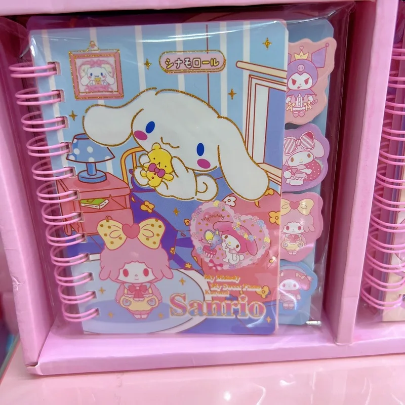 Sanrio Cartoon Notepad Kawaii Kuromi Melody Cinnamoroll Girl Heart Coil Notepad 100k Classification Coil Book Notebook Wholesale