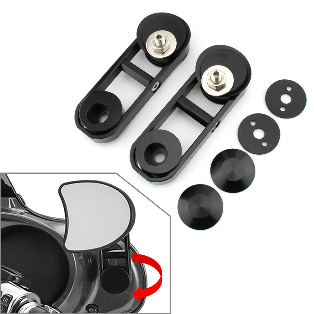 

1Pair Motorcycle Black 180° Adjustable Drop Mirror Relocator Mount For Harley Touring Street Glide FLHX 2006-2013