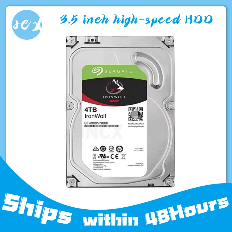 For Seagate IronWolf 4TB ST4000VN008 Nas Sata 6GB/S 5900RPM 64MB Cache 3.5-Inch Internal Hard Drive HDD 100% Tested