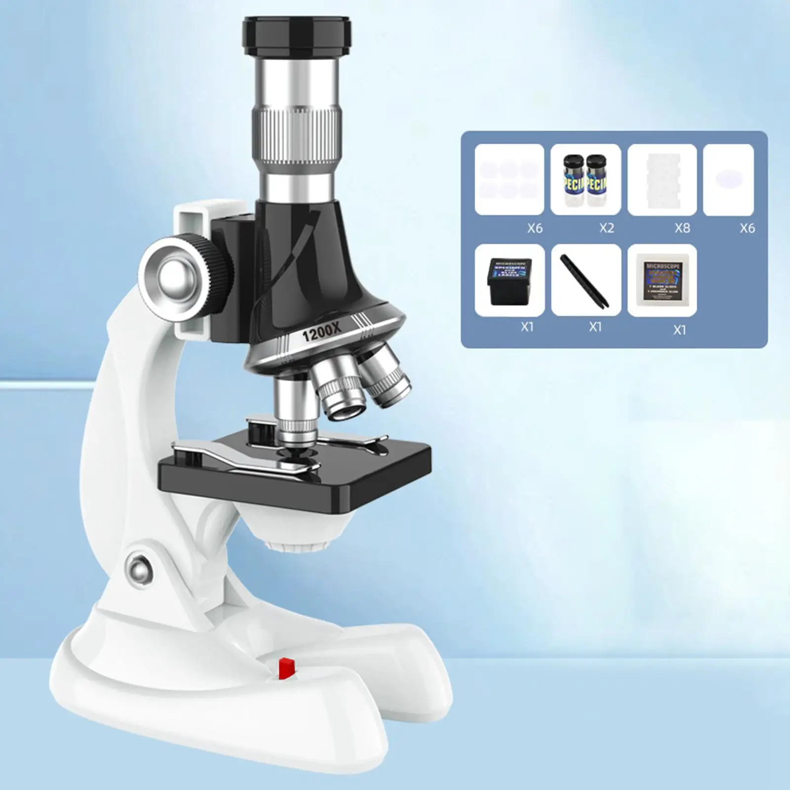 Set di microscopi tascabili 1200X Microscopio biologico digitale con luce di riempimento a LED Giocattolo educativo scientifico Montessori per bambini Adulti