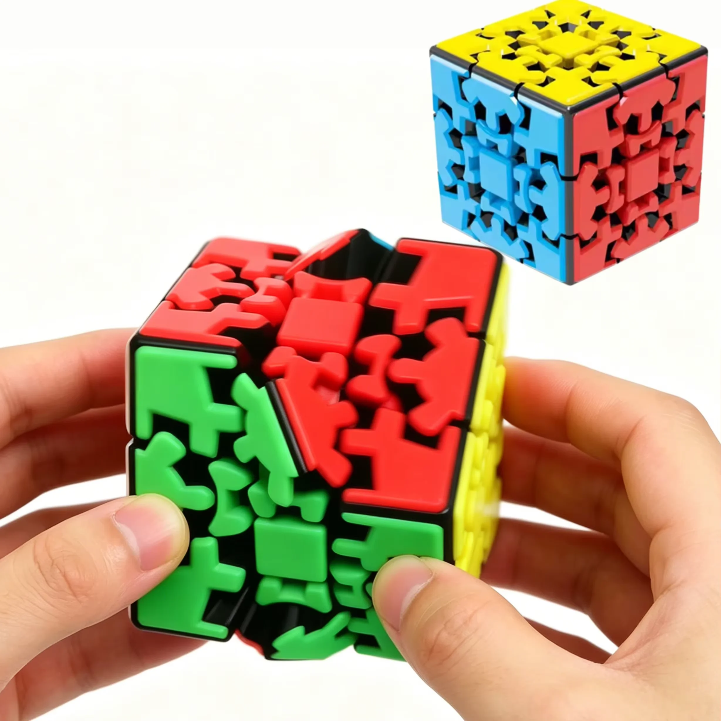 1pc Cute Gear Magic Cube 3x3x3 Speed Pyramid Cylinder Sphere Professional Puzzle Educational Stress Relief Toys for Kids Adults