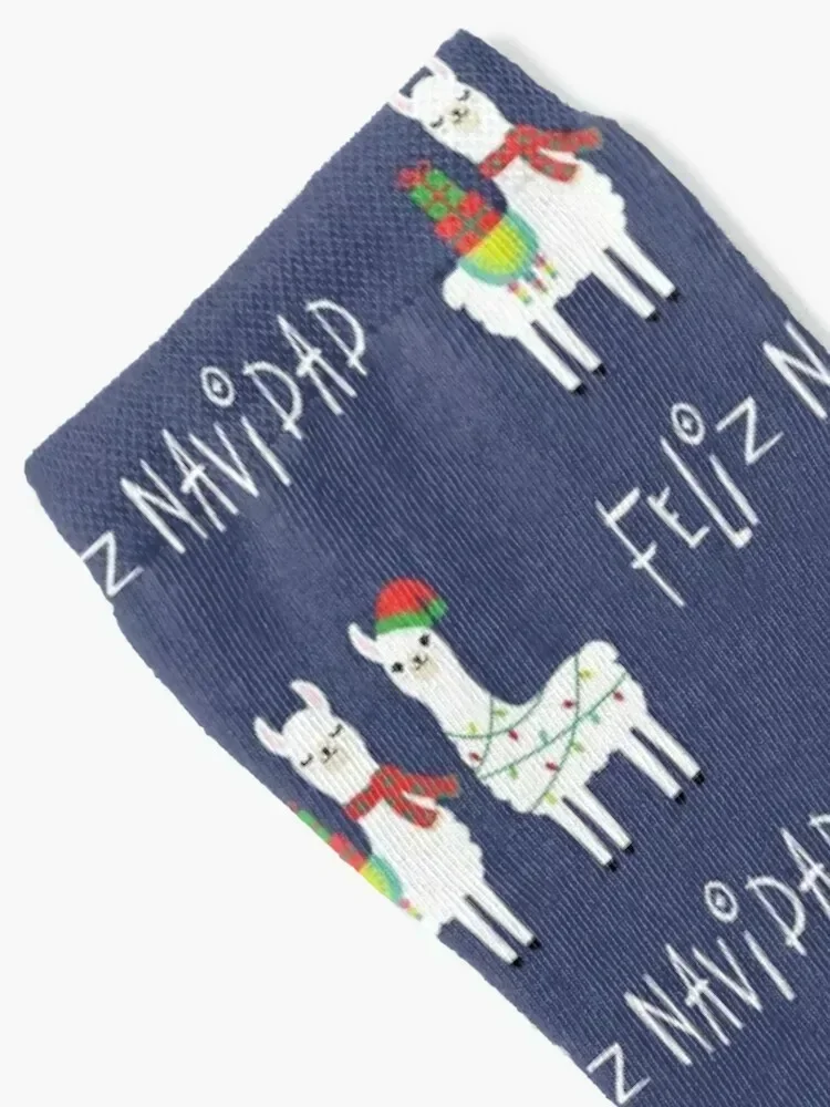 Christmas Llama Feliz Navidad (Spanish Alpaca) Socks Lots luxe set Toe sports Socks Women's Men's