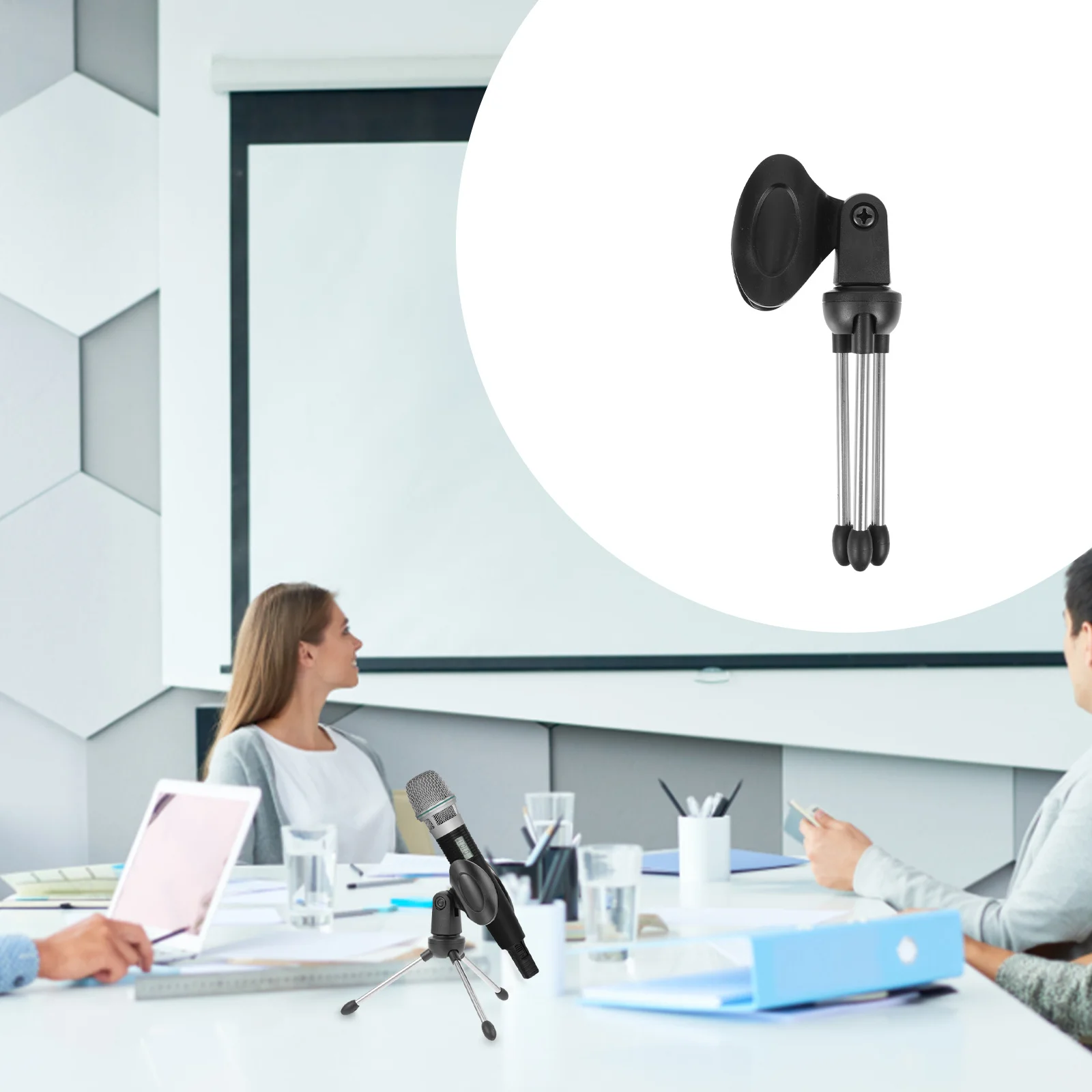 

2Pcs Microphone Stand Foldable Metal Tripod Desktop Mic Holder Adjustable Table Mic Stand for Live Broadcast Recording