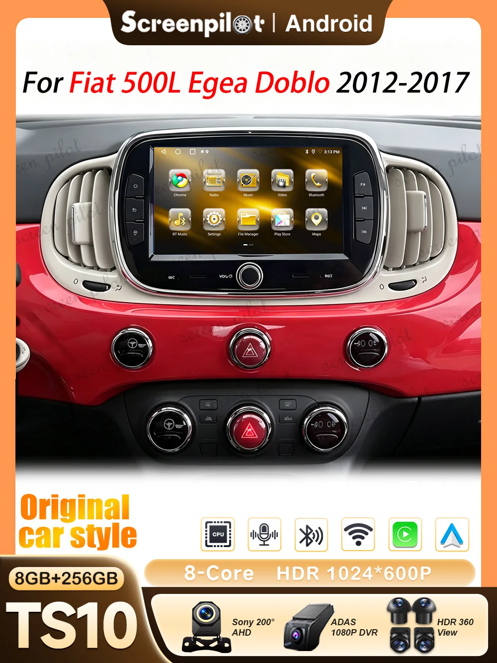 7 Inch Android 16 Car Radio Stereo For Fiat 500L Egea Doblo 2012 2013 2014-2017 Android Auto Multimidia Player GPS Navigation 5G