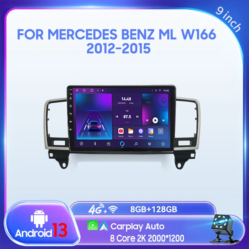 

QSZN для Mercedes Benz ML W166 2012-2015 2din Android 13.0 Автомобильный радиоприемник Мультимедийный видеоплеер GPS-навигация 4G Carplay Головное устройство