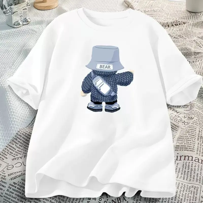 تي شيرت نسائي فضفاض بأكمام قصيرة متعدد الاستخدامات ، تي شيرتات لطيفة للطلاب ، ملابس نسائية ، ملابس الشارع للسيدات ، Y2K ، الصيف ،