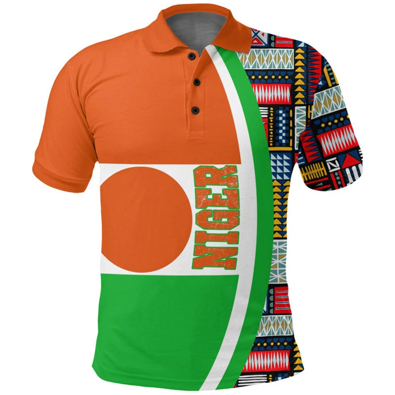 

Summer Mens Polo Shirt Causal Fashion Sweatshirt Niger NE Flag 3D Print T Shirt Short Sleeve Homme Vintage Streetwear Loose Top