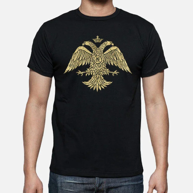 Vintage Gold Byzantine Empire Eagle T-Shirt 100% Cotton O-Neck Short Sleeve Summer Casual Mens T-shirt Streetwear