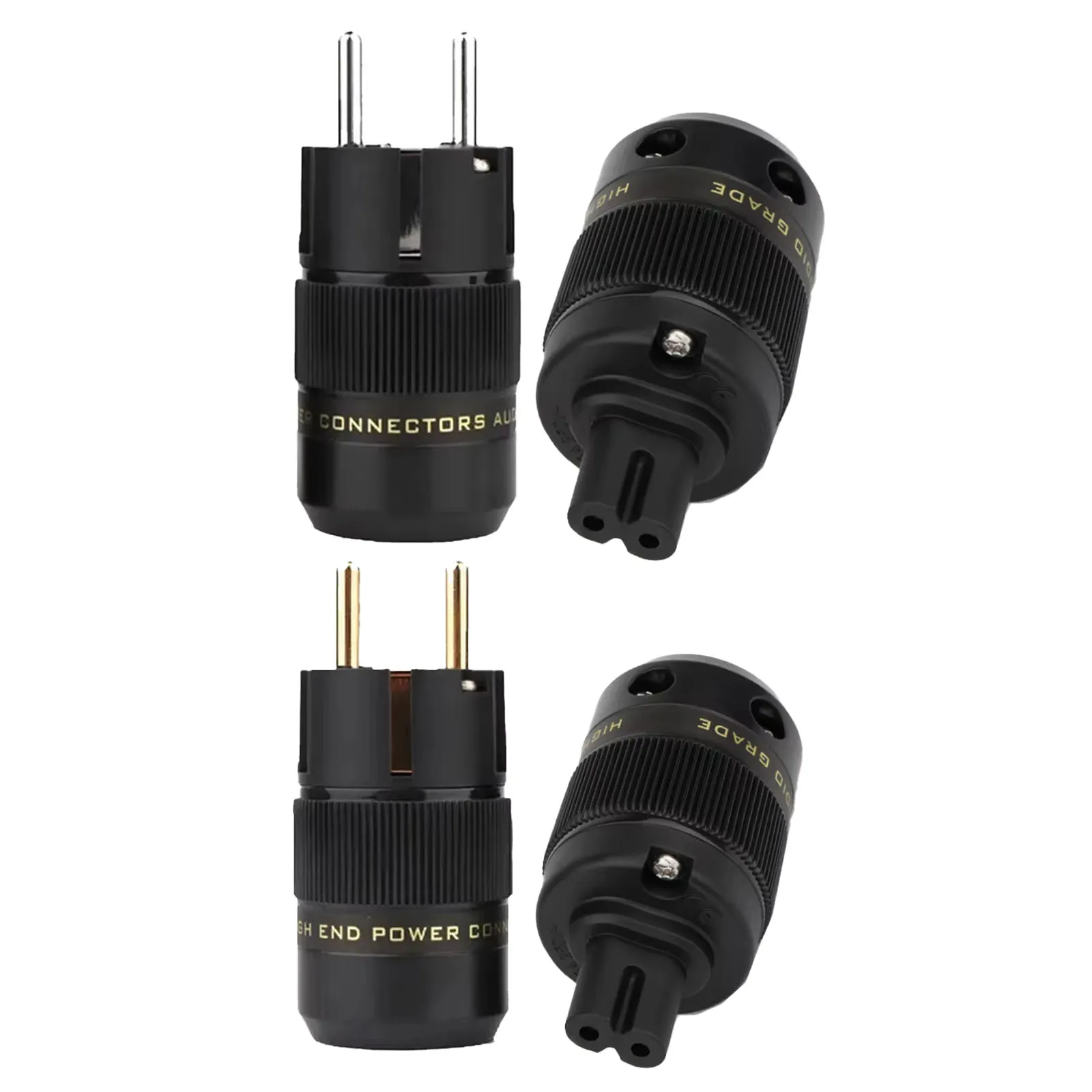 

Pair Figure 8 C7 Schuko EU Power Plug Hi End Rhodium/Gold Plated AC Power Connector for DIY HiFi Audio Speaker Amplifiers Wire