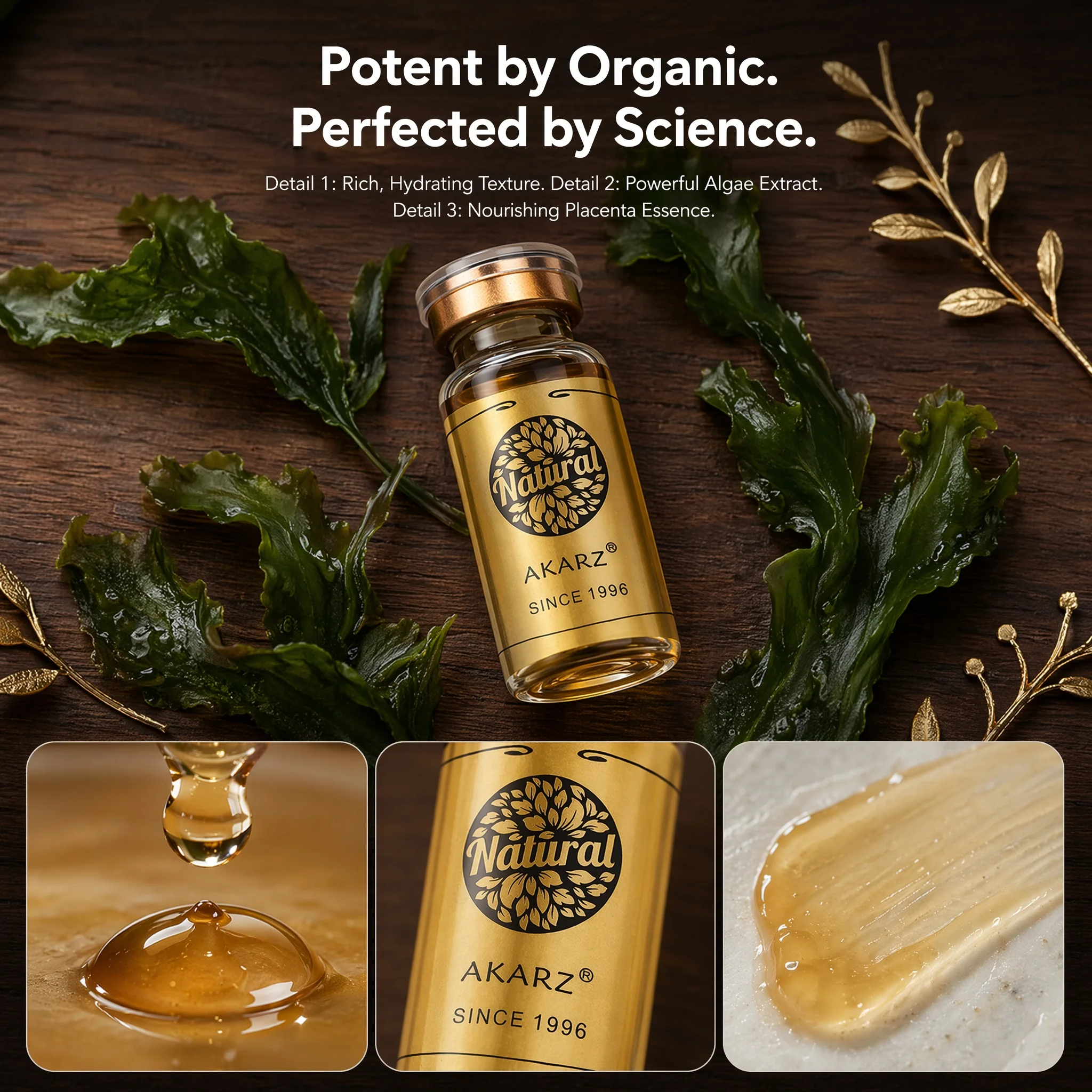 AKARZ Placenta Serum Moisturizing Cream Anti-Aging Algae Extract – Restore Youthful Glow with Brightening Placenta Essence