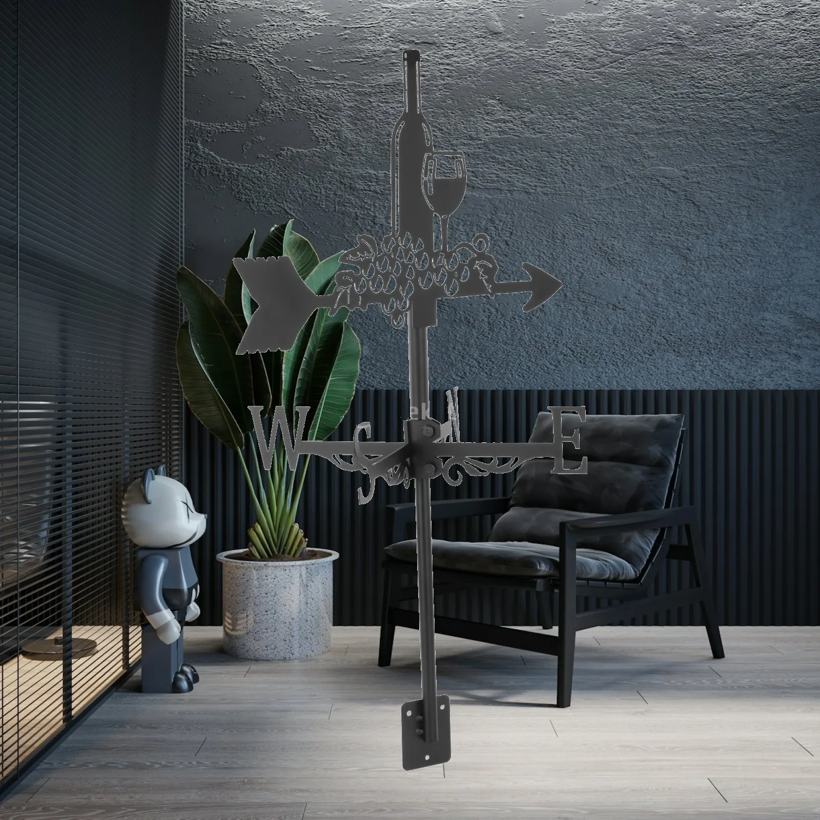Iron Weather Vane Wind Vane Garden Stake Measuring Tool for Yard Roof Crafts