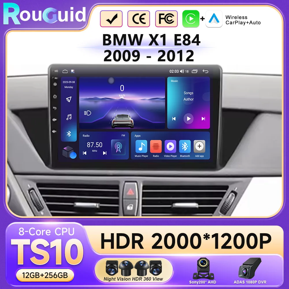 Android 16 For BMW X1 E84 2009 - 2012 Car Touch QLED Screen Radio Multimedia Video Player GPS AI Voice CarPlay Auto WiFi Stereo