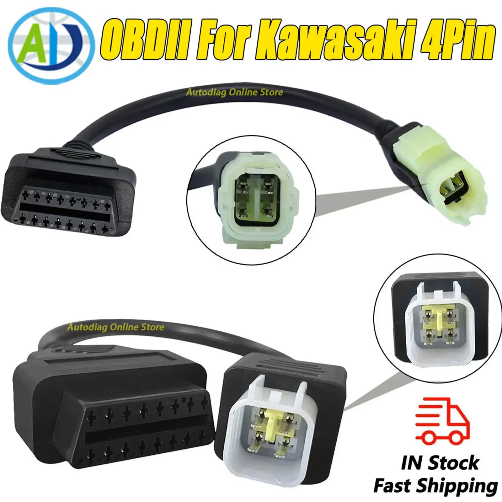 

Диагностический кабель OBD2 для Kawasaki 4Pin для Z250, Z650, Z1000, ER6N, EX650F, Ninja400, разъем преобразователя адаптера OBD мотоцикла
