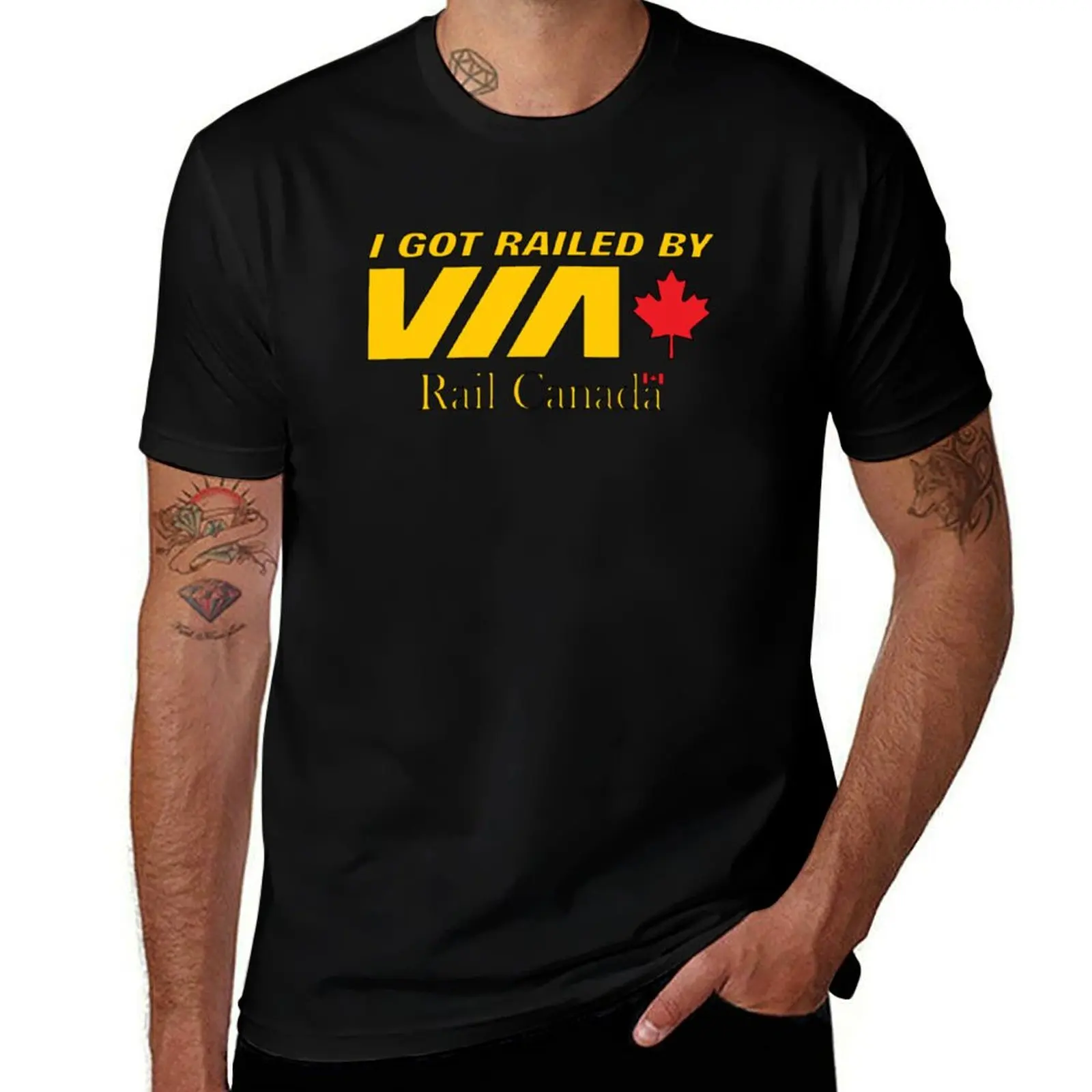 

I Got Railed by Via Rail Canada T-Shirt t shirts with prints t shirt for man cotton t shirts man 100% T-Shirt