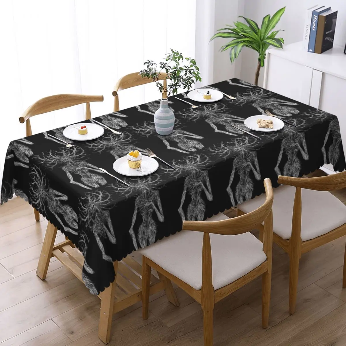 Nappe rectangulaire personnalisée à motif d'arbre squelettique, nappe imperméable pour événements de restauration