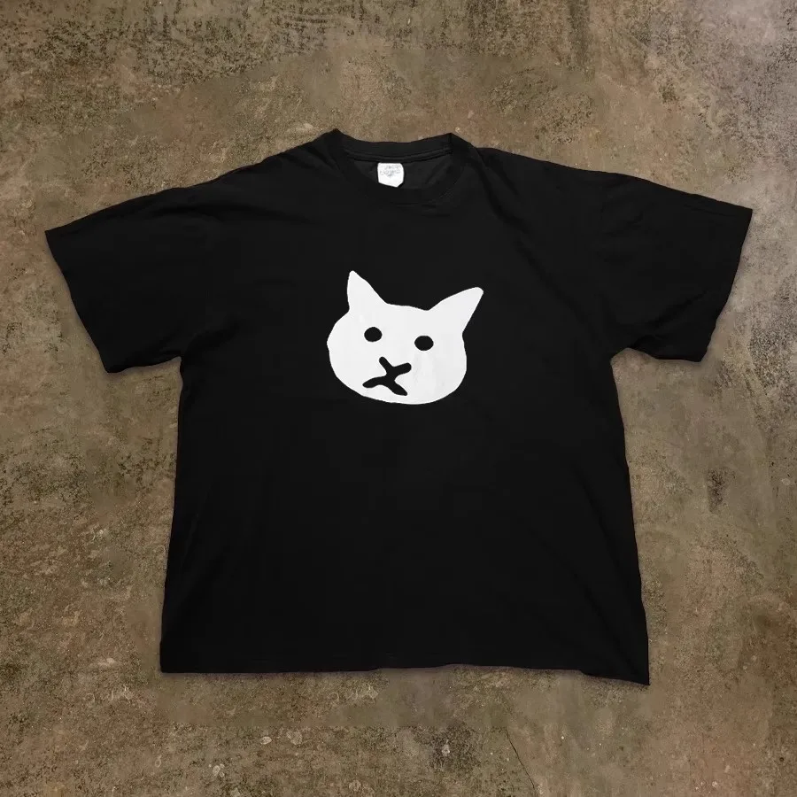 

Pure Cotton 260g Heavyweight Short Sleeve T-Shirt Couple Style Three Kittens Men's Casual Comfortable Breathable Sweatshirt