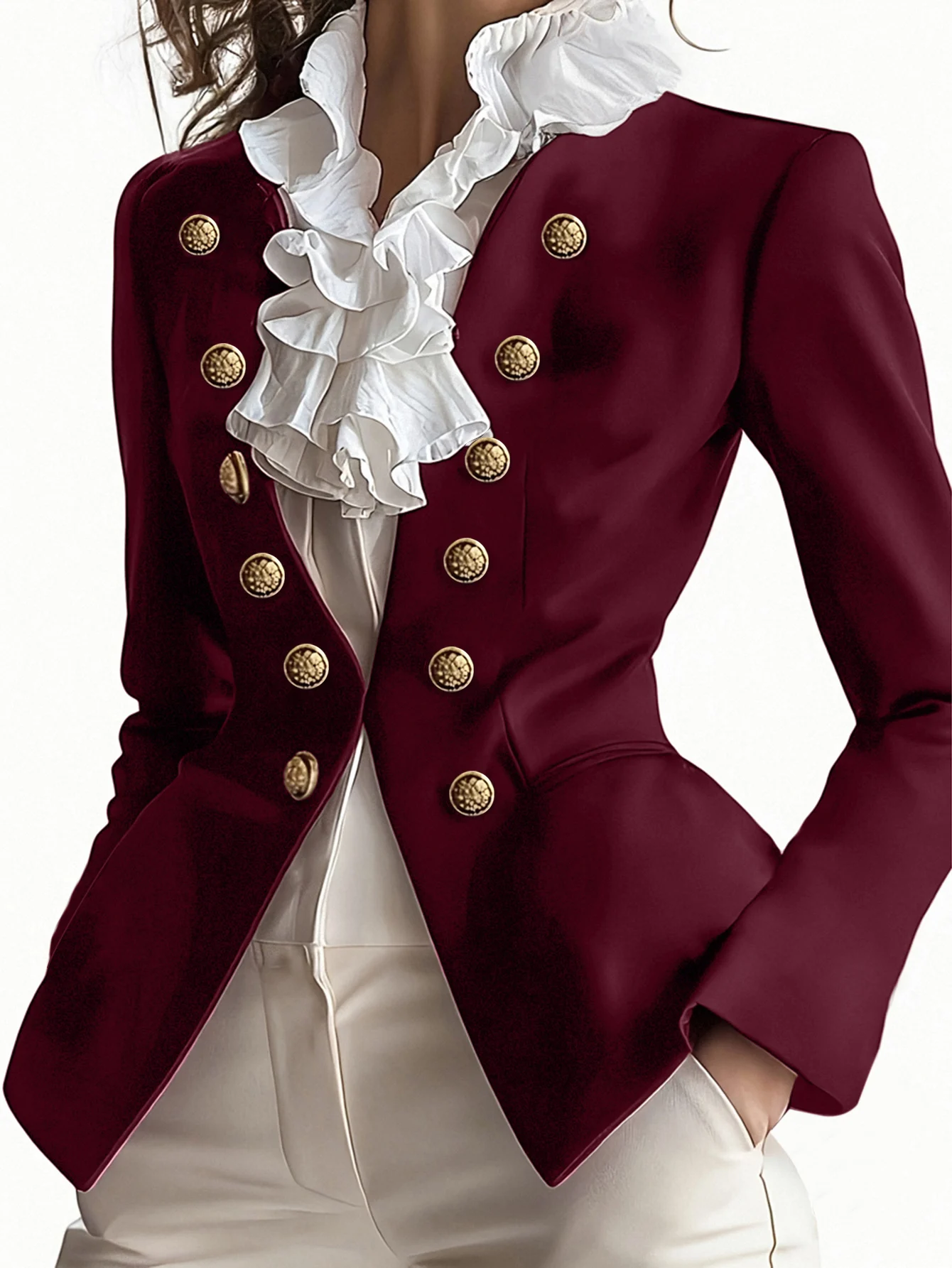 

Женский элегантный модный однотонный пиджак на осень-зиму с длинными рукавами и пуговицами, жилет с отделкой воротником