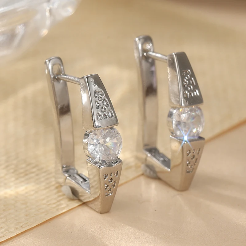 Vintage Round Inlaid Cubic Zirconia Women's Earrings Creativity Silver Color Metal Hand Carving Pattern Dangle Earrings Woman