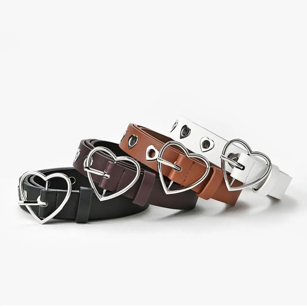 

Women Heart-shaped Belt Stylish Heart-shaped Buckle Women's Jeans Belt with Adjustable Length Hollow Decorative for Fashionable