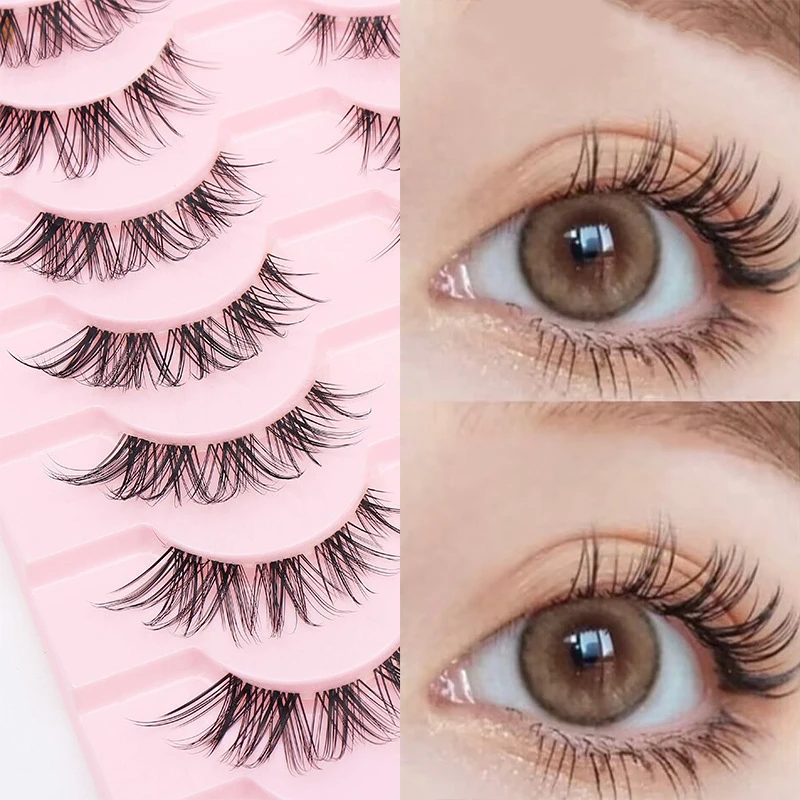 Juego de pestañas postizas, maquillaje de extensión de pestañas individuales esponjosas, acabado esponjoso, suave y natural