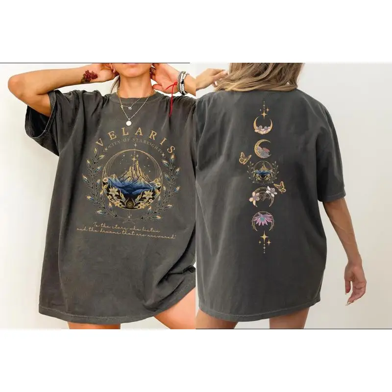 تي شيرت Velaris Comfort Colors تي شيرت الشوك والورود محكمة الأحلام Acotar Night Sarah J Maas L076 #1