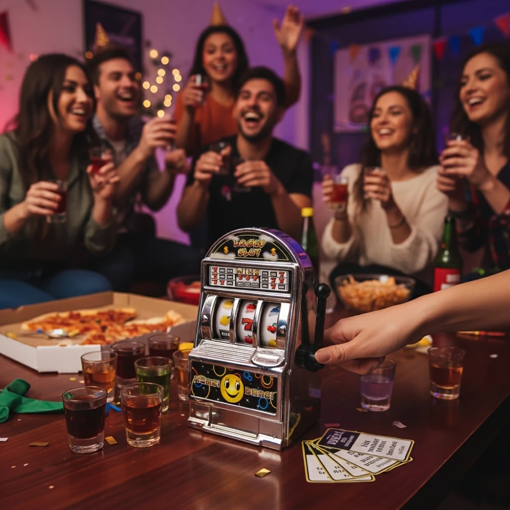 Essential for Any Gathering! One-Armed Bandit Drinking Game Device - Pull the Lever for Thrilling Penalty Challenges