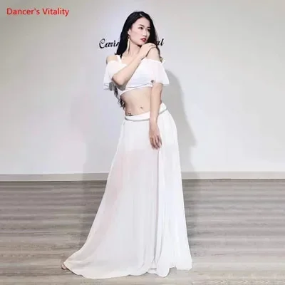 Belly Dance Suit Sling Top Off Shoulder Sleeves Split Skirt