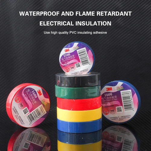 Imagen 2 del producto Cinta aislante eléctrica de 3M, 18mm, 10M /20M, cinta eléctrica ultrafina y ultradhesiva de Pvc, cinta retardante impermeable