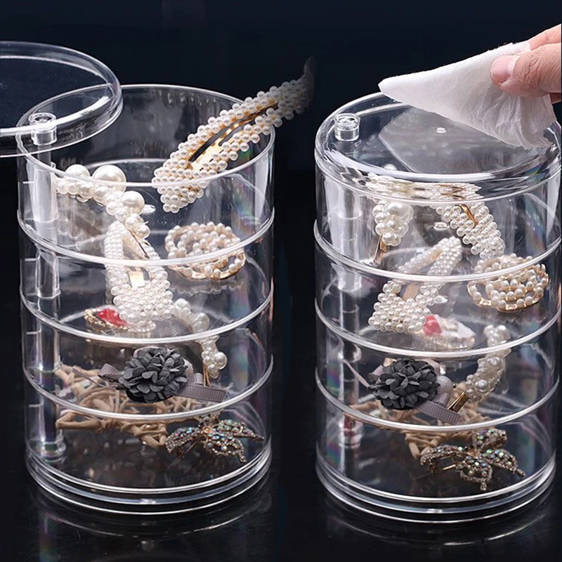 Rotierenden Schmuck Lagerung Box Make-Up Lagerung Rack Armband Ohrring Runde Kunststoff Organizer Boxen Halter Display Rack mit Abdeckung