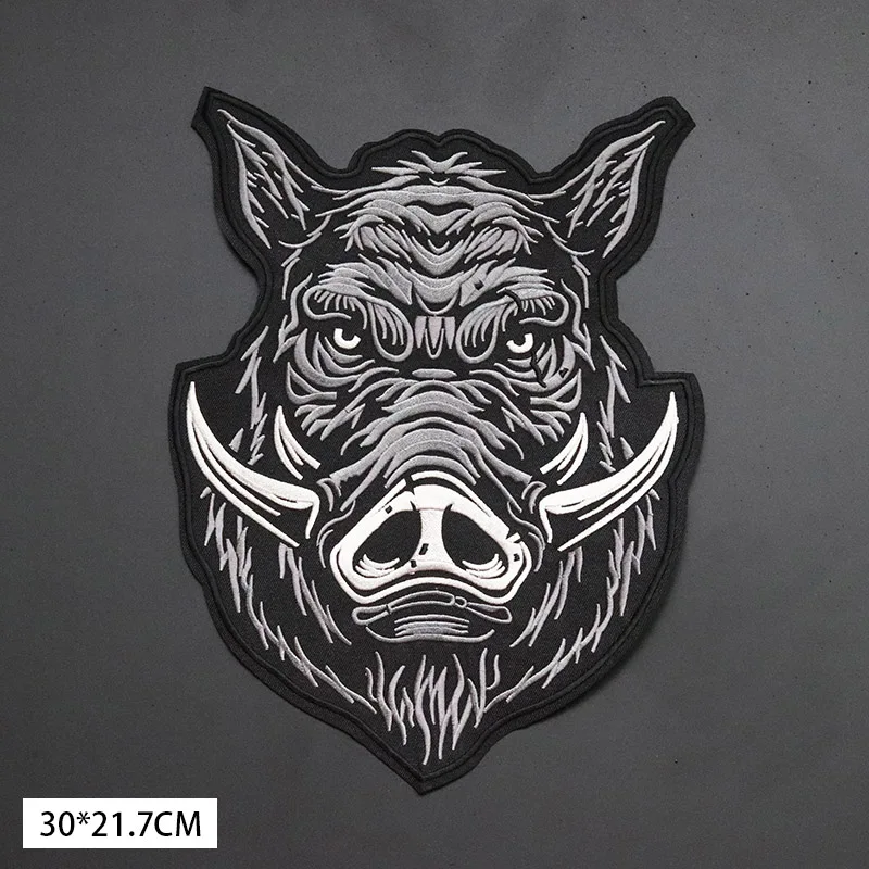 high quality wild boar Large size: 30x21.7CM Patch Embroidered Applique motorcycle jacket Clothes Apparel Accessories Badges