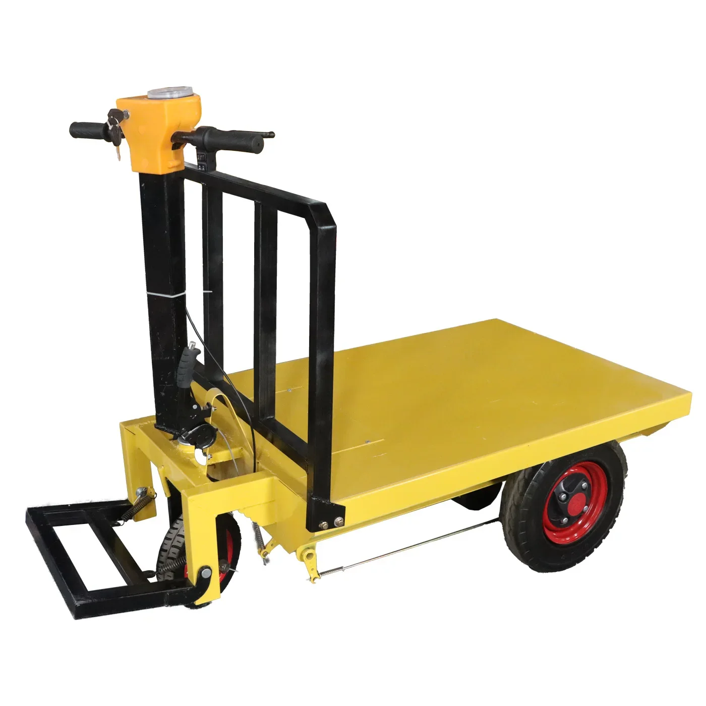 

B Factory Supply Three-wheeled Electric Push Flat Car with Standing Drive Trolley Cart for Sale Wheelbarrow