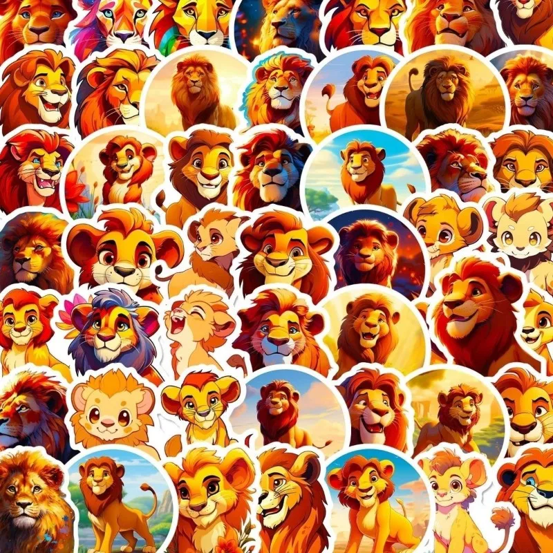50 adesivi Il Re Leone Animazione dei cartoni animati Materiali portatili carini e creativi Decorazione della cassa del telefono Adesivo fai da te impermeabile