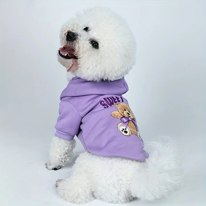 Pet clothes, dogs, cats, sweatshirts, warm and comfortable with velvet, printed clothes, simple and generous