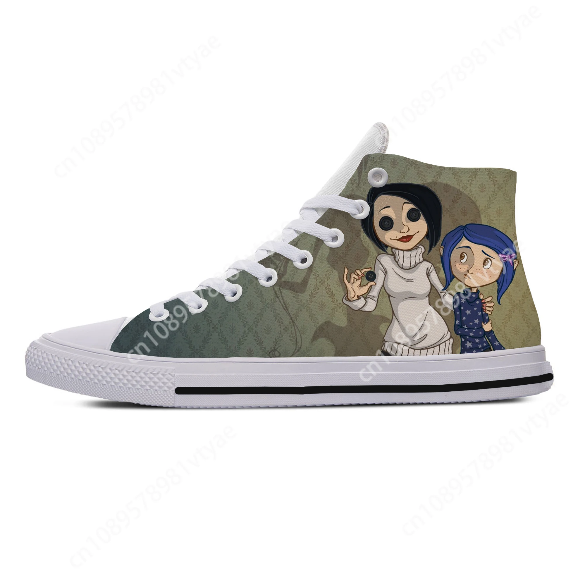 Hot Custom Woman Man Casual Shoes Handiness Cartoon Cute Funny Coraline The Secret Door Cute Cartoon Custom Sneakers Board Shoes