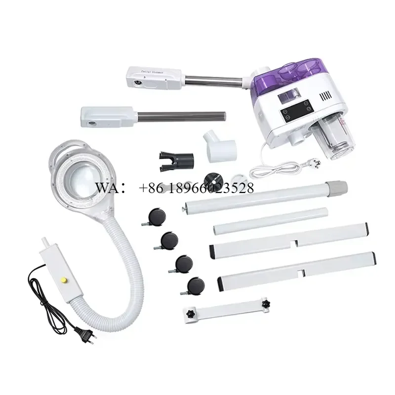 WMWMNU 3 in 1 Home Use Double Tube Steam Face Device Hot Cold Spray with LED Indicator for US Plug Facial Hydration