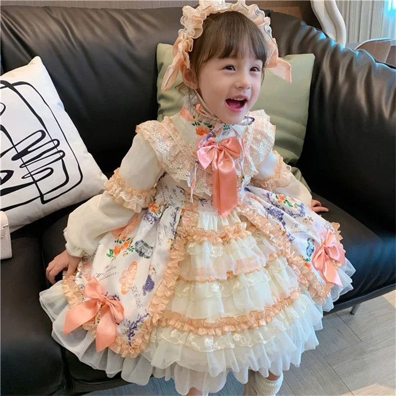 

Girls Princess Dress Small Fragrant Wind Children's Clothing Long-sleeved Autumn And Winter Elegant Dresses For 2-8 Yrs