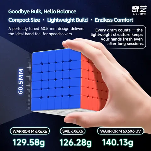 QiYi Warrior Magic Cube 6x6 Black/ Stickerless Magnetic UV Educational Puzzle Magic Cube Toys For Kids Gift Toy Cubo Magico