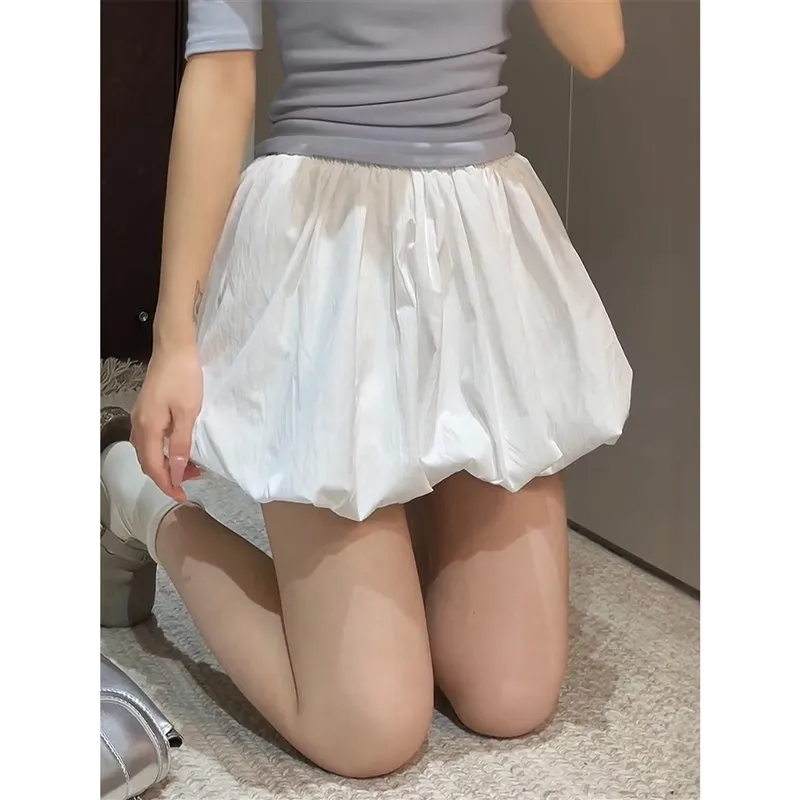 

Белый цветочный бутон с высокой талией, тонкий дизайн, летняя юбка трапециевидной формы для женщин больших размеров, повседневная удобная полиэфирное волокно