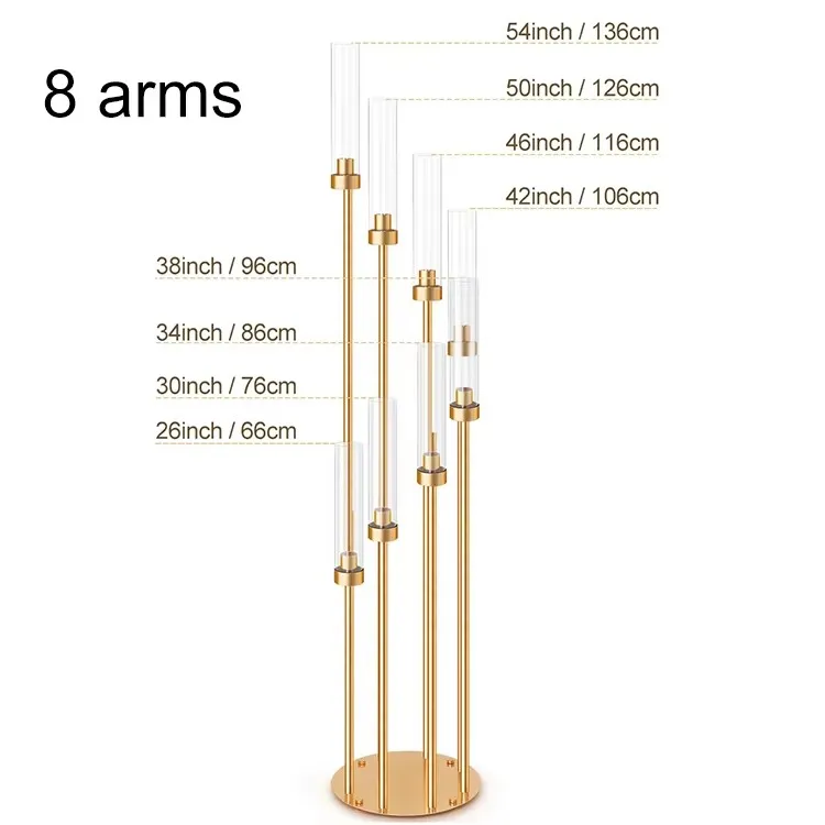 2/10 Stück 5/8-Köpfige Metall-Kerzenhalter, Tischdekoration, Goldener Kerzenständer, Säulenkerzenhalter für Hochzeiten – Detail 9