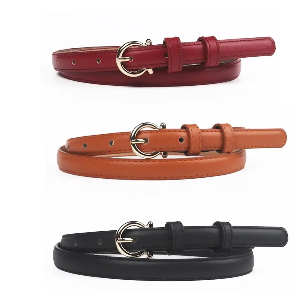 

Luxury All-match Women Alloy Metal Buckle Female Thin Waistband Skirt Decorations PU leather Belt Korean Waist Strap