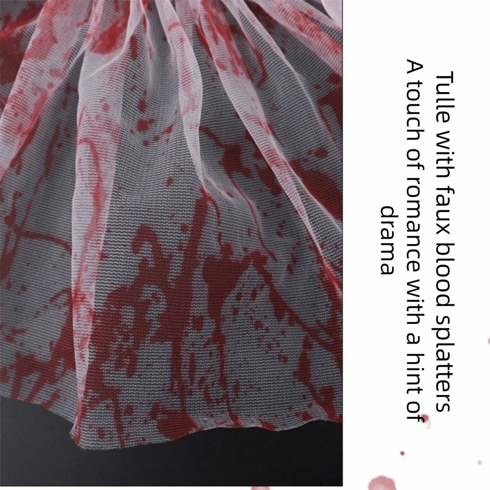 Elastic Lace Blood Colored Dress Up Set Pleated Ruffles Sensory Stimulation Halloween Fake Sleeves Detachable