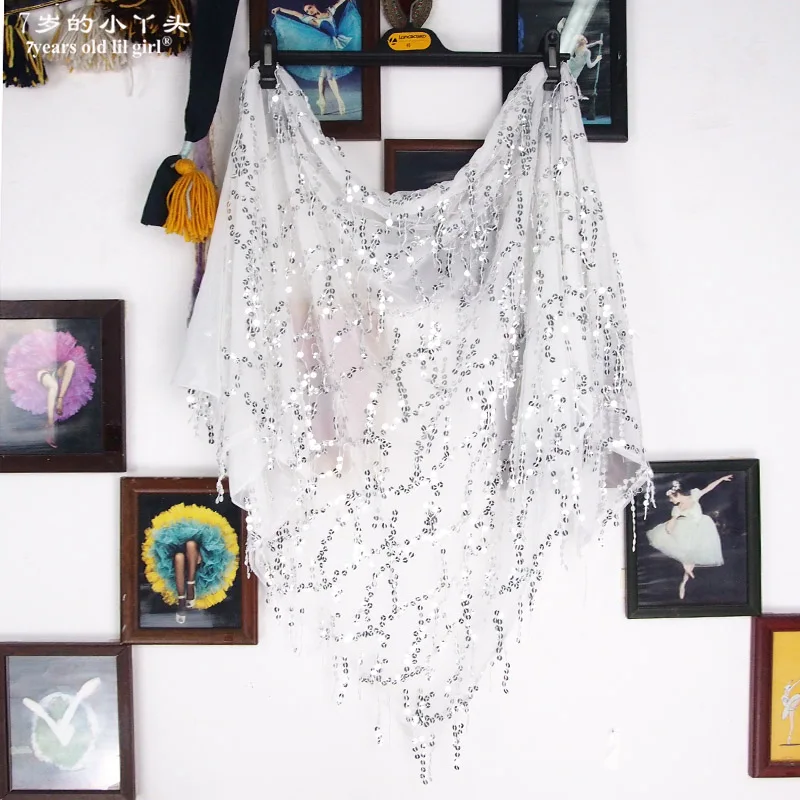 Bufanda con frange de lentejuelas Tribal Fusion danza del vientre encaje Hipscarf Hipshawl FlapperBC01