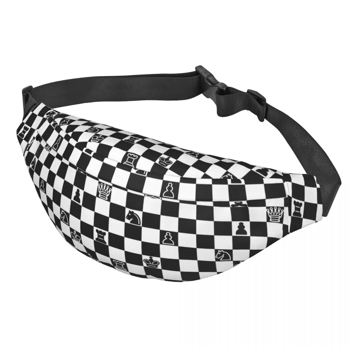 Custom Casual Chess Fanny Pack for Traveling Women Men Chessboard Game Sling Crossbody Waist Bag Phone Money Pouch