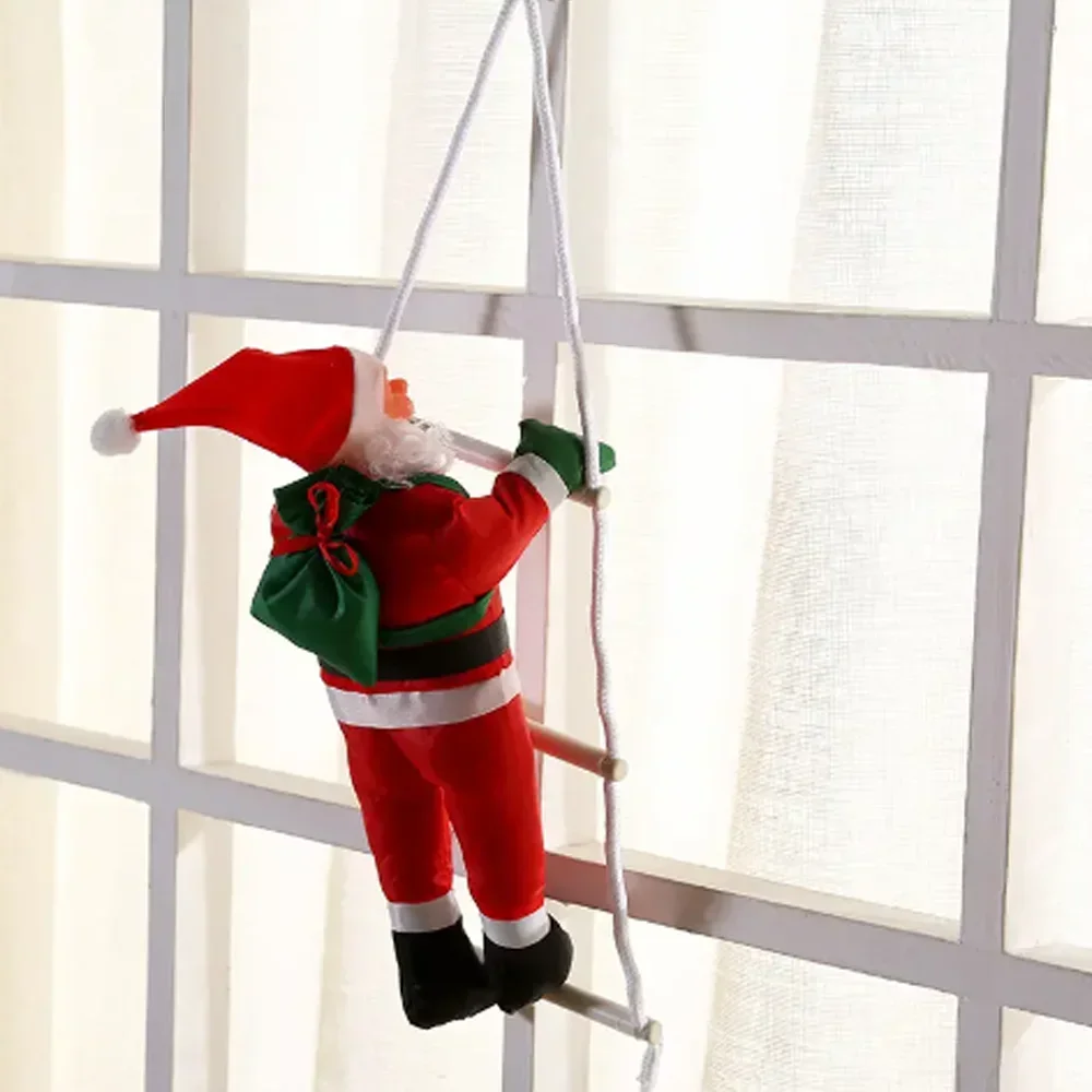 Christmas pendant window Climbing ladder Santa decorated Christmas doll Climbing ladder holiday party props christmas decor