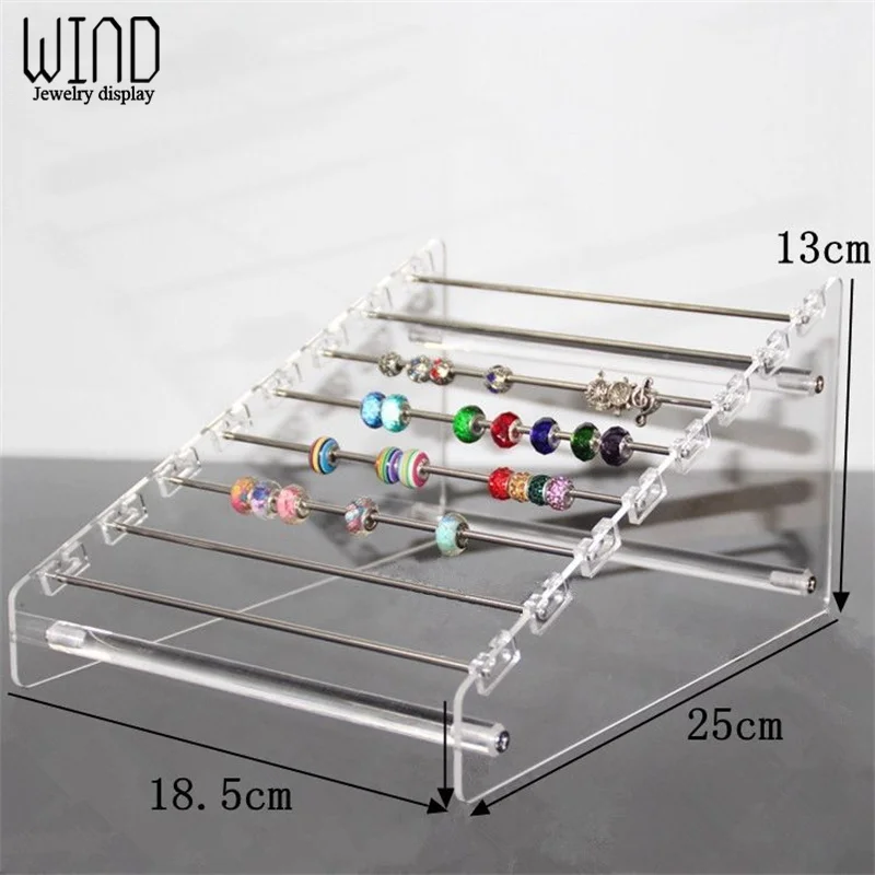 Transparent Acrylic Pendant Earring Display Stand Bracelet Bead Collection Holder Rondelles Rack Pandora E Series Charm Rod Tray