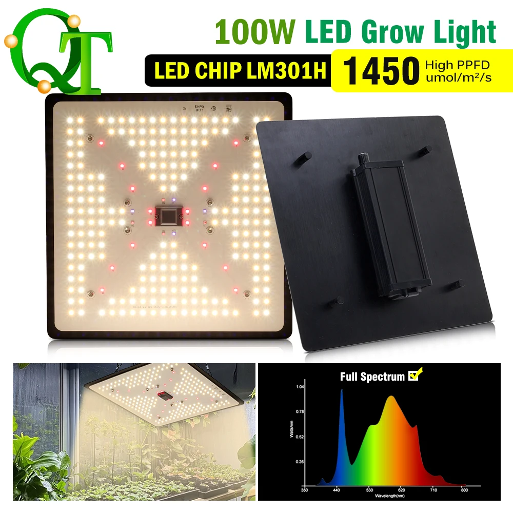 Impianto LED impermeabile dimmerabile con bordo quantistico nero luminoso da 100 W per crescita a spettro completo ad alta energia per coltura idroponica in serra