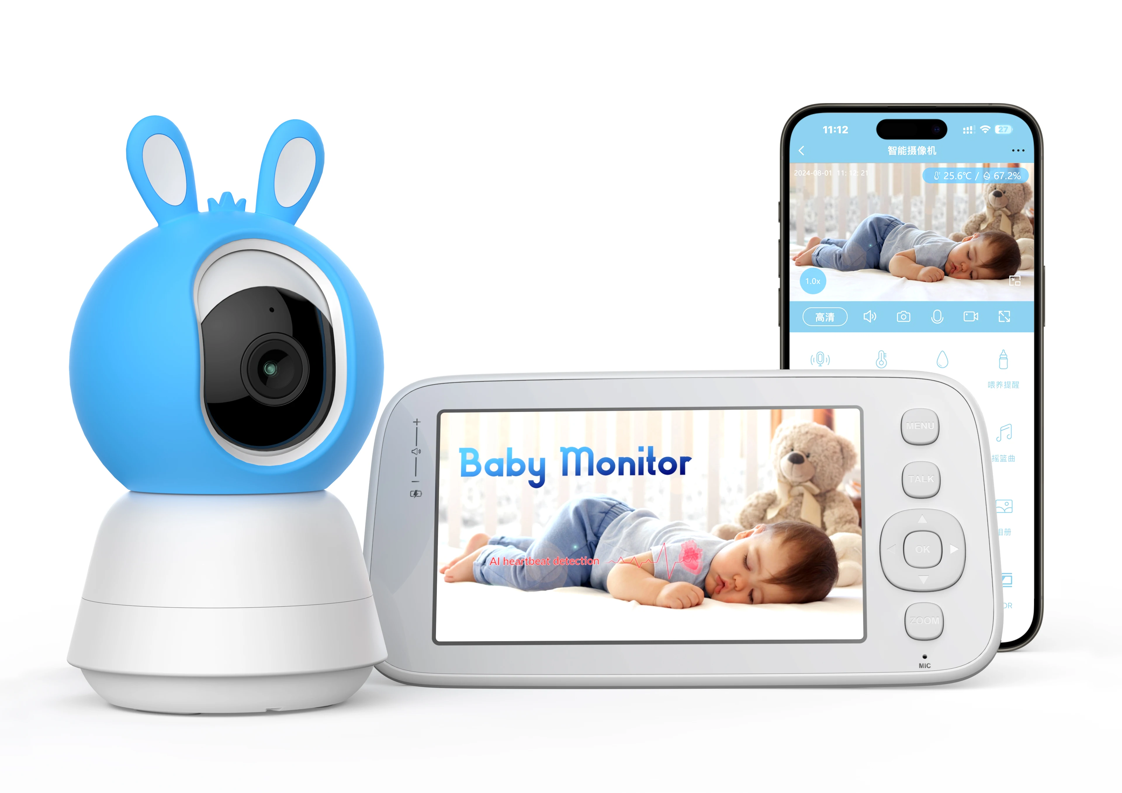 

4.5Inch Screen 4MP Temperature Monitoring Intercom Baby Monitor Wireless PTZ Night Vision Feeding Remind BabySitter Baby Camera