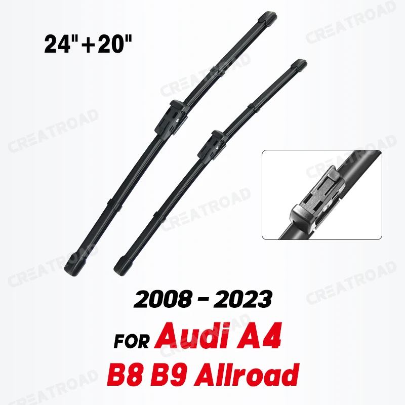  Wiper LHD Front Wiper Blades For Audi A4 B8 B9 Allroad 2008 - 2023 Windshield Windscreen Window Car Rain Brushes 24\