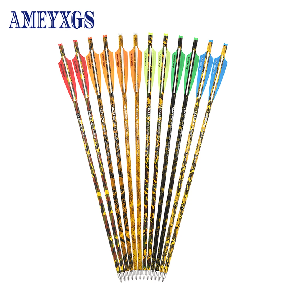 

12pcs Archery Mix Carbon Arrow 16/17/18/20/22inch Crossbow Arrows Shaft OD 8.8mm Arrows for Bow and Arrow Hunting Shooting