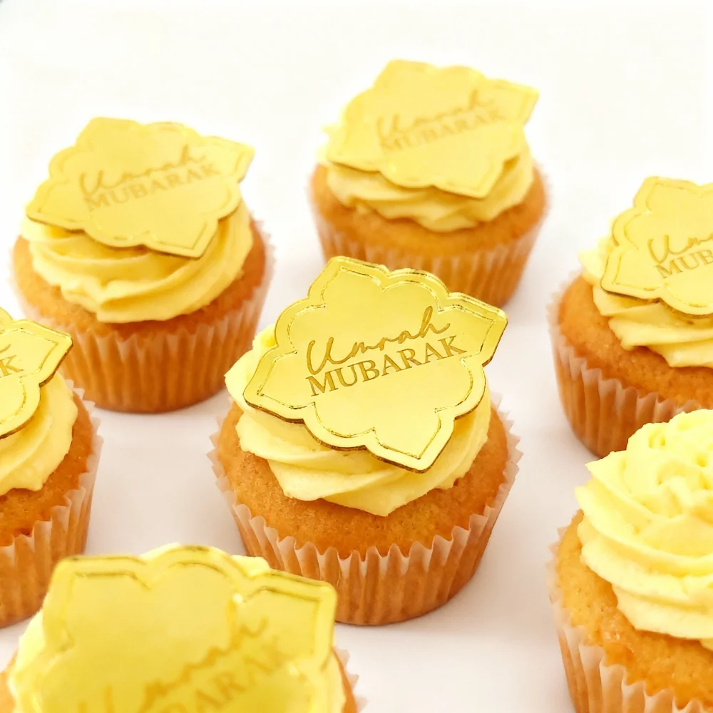 10 قطعة محفورة Umrah مبارك الاكريليك كعكة سحر مسلم الإسلامية عيد الأضحى معكوسة الاكريليك قطاعات الكيك عشاء ديكور للطاولات